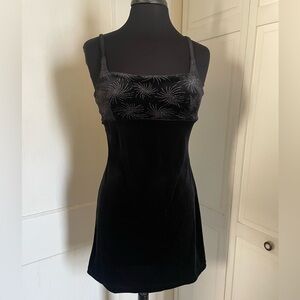 Black Velvet Mini Dress with Silver Sparkle